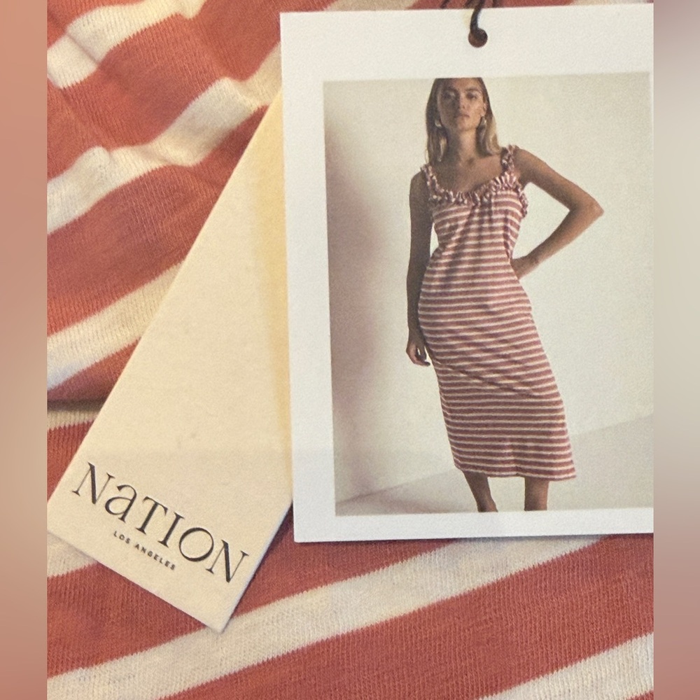 NATION LTD - Los Angeles Red & White Striped Midi Dress